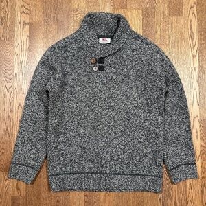 Fjallraven Lada Wool Blend Gray Heather Knit Shawl Collar Sweater Mens Medium